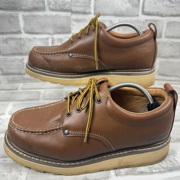 DIEHARD Sure Track Men's Size 10.5 Soft Toe Brown Leather Oxford Work Shoes - Picture 3 of 15